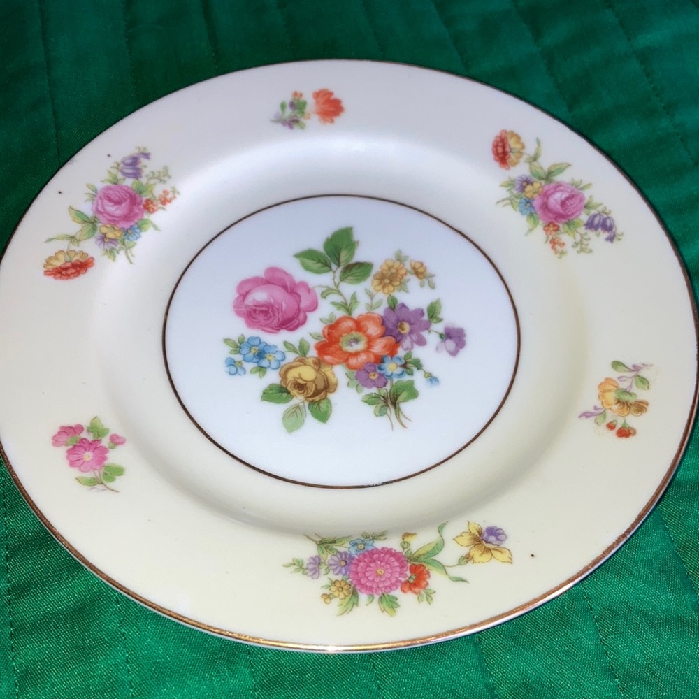 ROSE CHINA made in Occupied Japan, set of 4 gilded dessert plates $31 - Picture 8 of 8